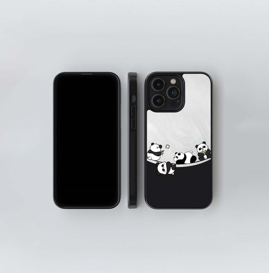 Chibi Panda Border Glass Case