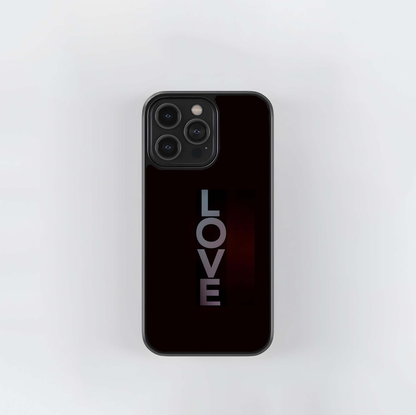 Vertical Love Text Glass Case