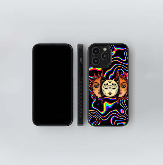 Psychedelic Sun and Moon Trio Glass Case