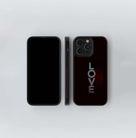 Vertical Love Text Glass Case