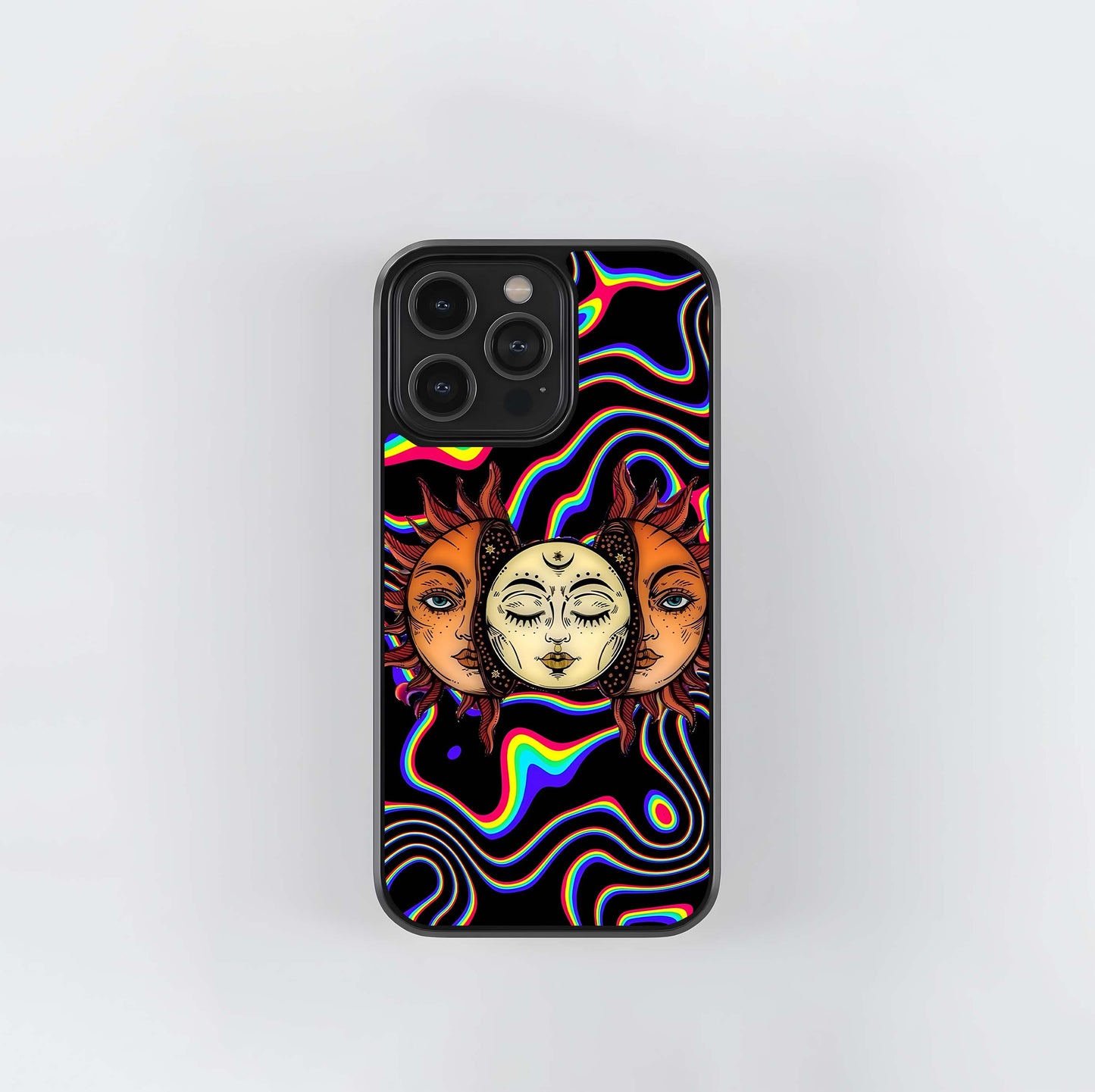 Psychedelic Sun and Moon Trio Glass Case