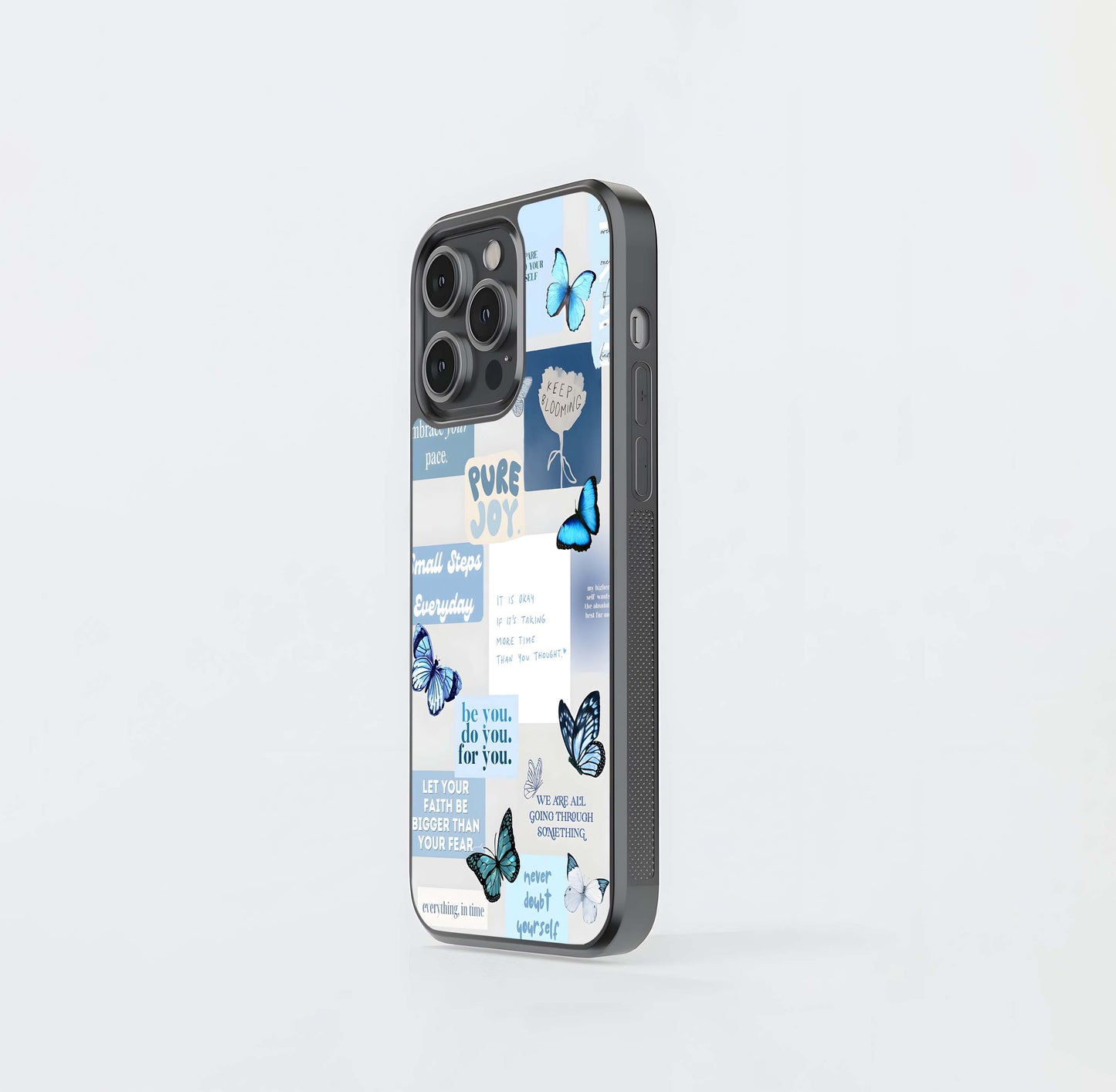 Blue Butterfly Energy Glass Case