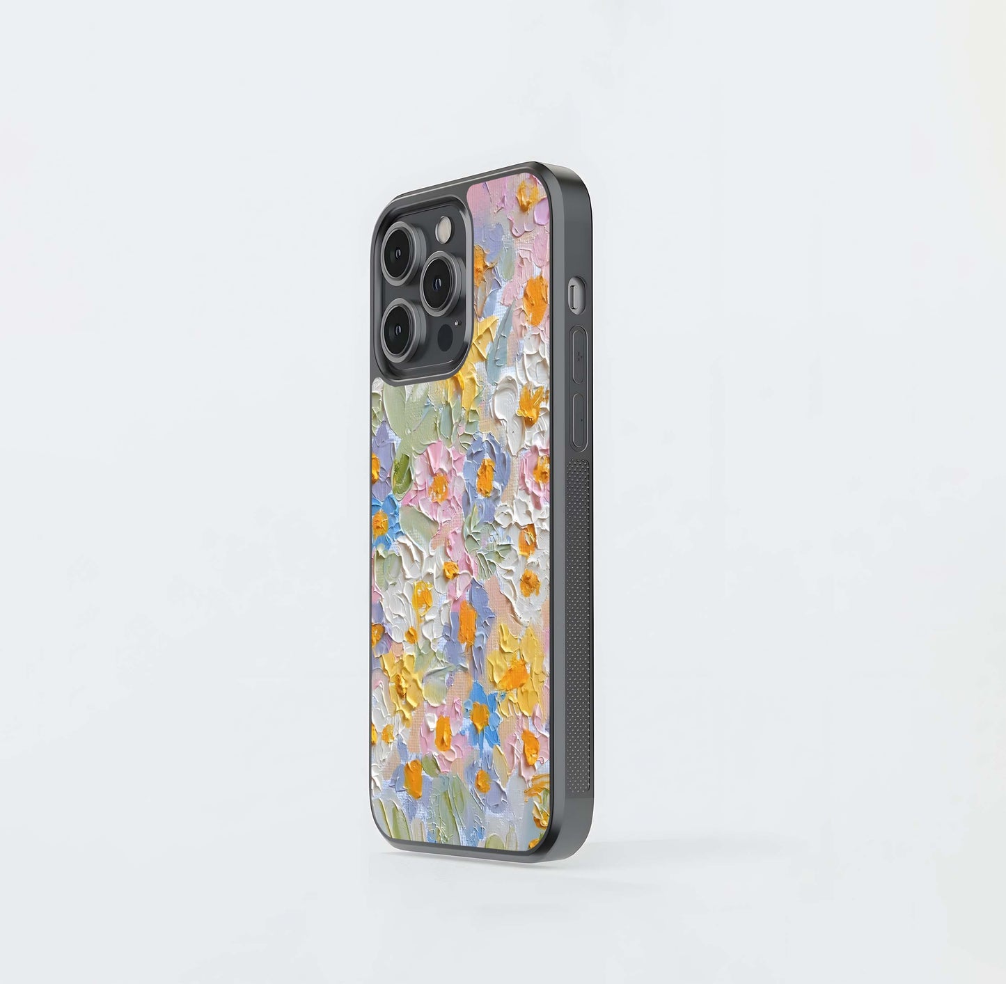 floral impasto art Glass Case