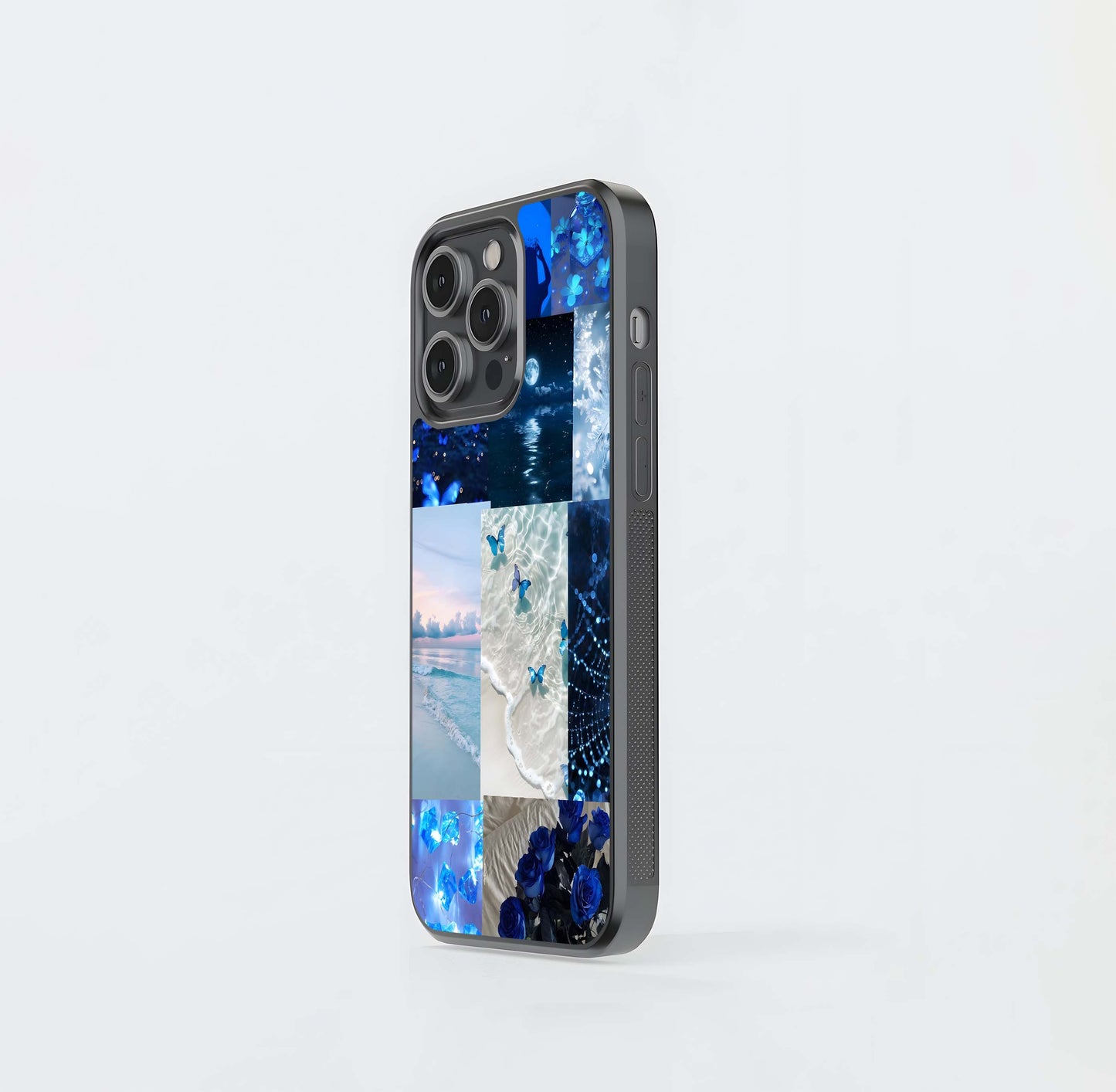 Blue Butterfly & Ocean Aesthetic Glass Case