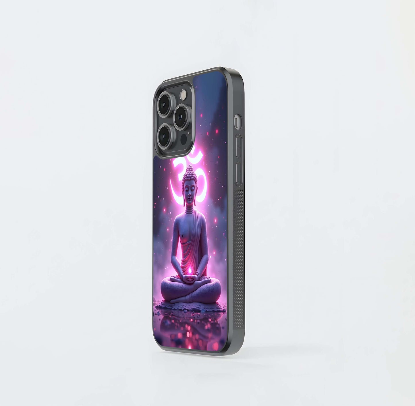 Pink Om Meditation Glass Case