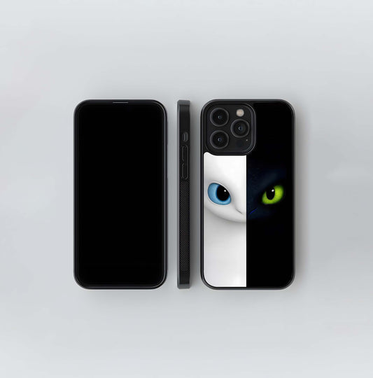 Toothless and Light Fury Split Face Glass Case