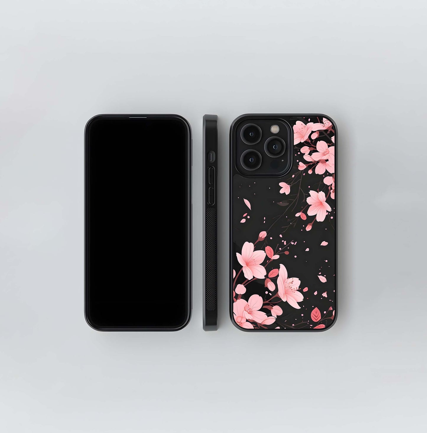 Cute Pink Flowers Glass Case