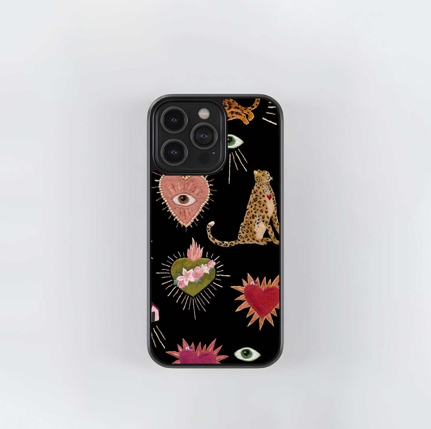 Sacred Heart Jaguar Embroidery Glass Case