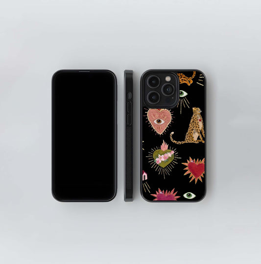 Sacred Heart Jaguar Embroidery Glass Case