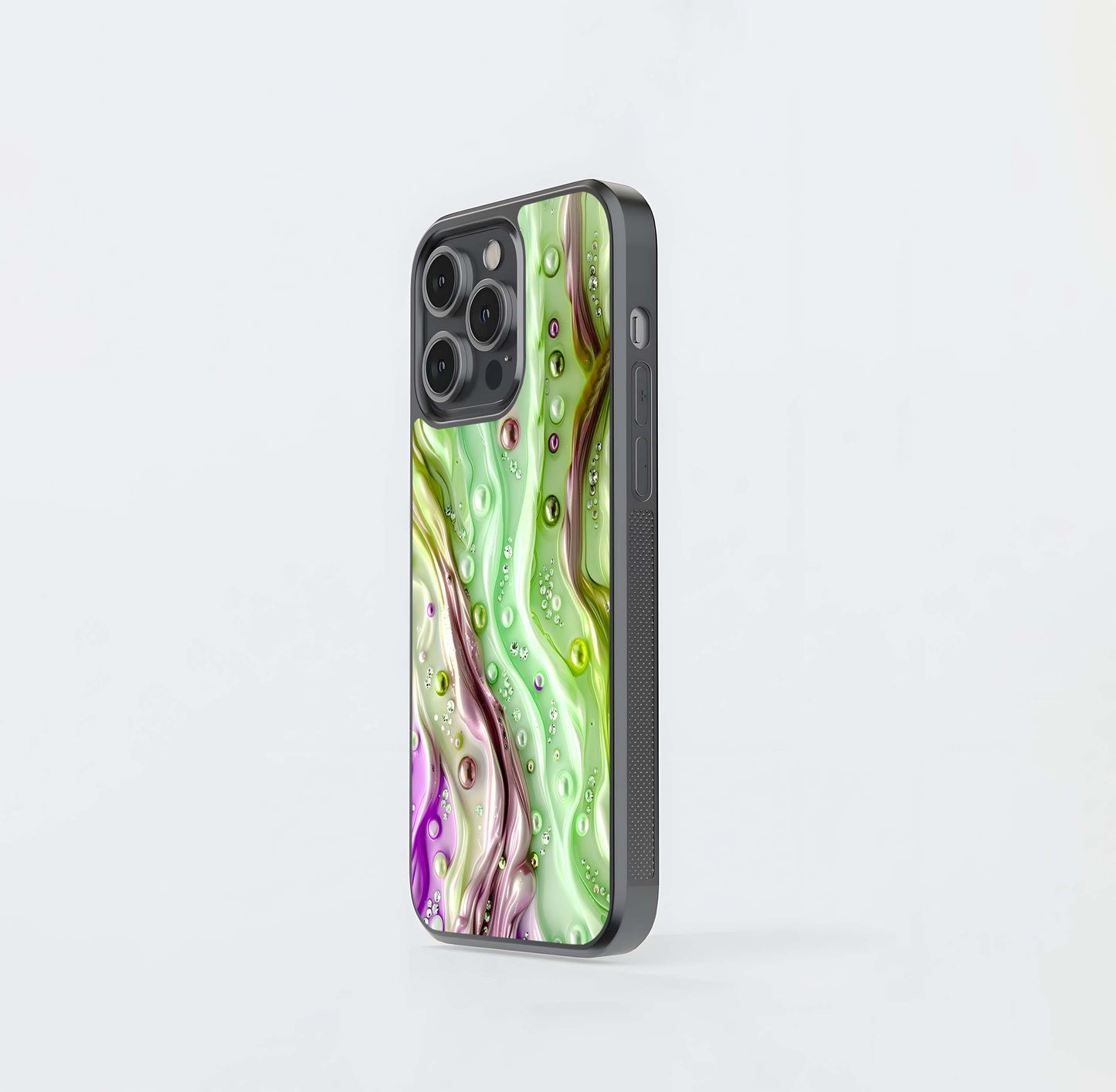 Jade and Amethyst Liquid Marble Glass Case