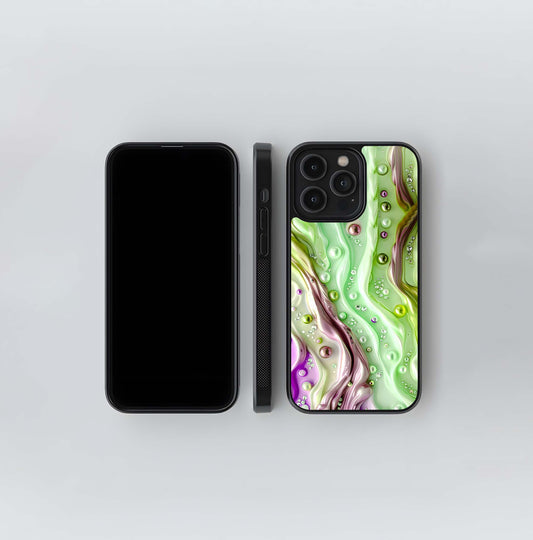 Jade and Amethyst Liquid Marble Glass Case