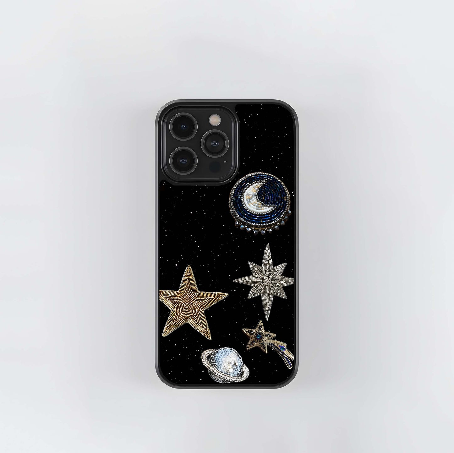 Beaded Cosmic Brooch Collection Glass Case