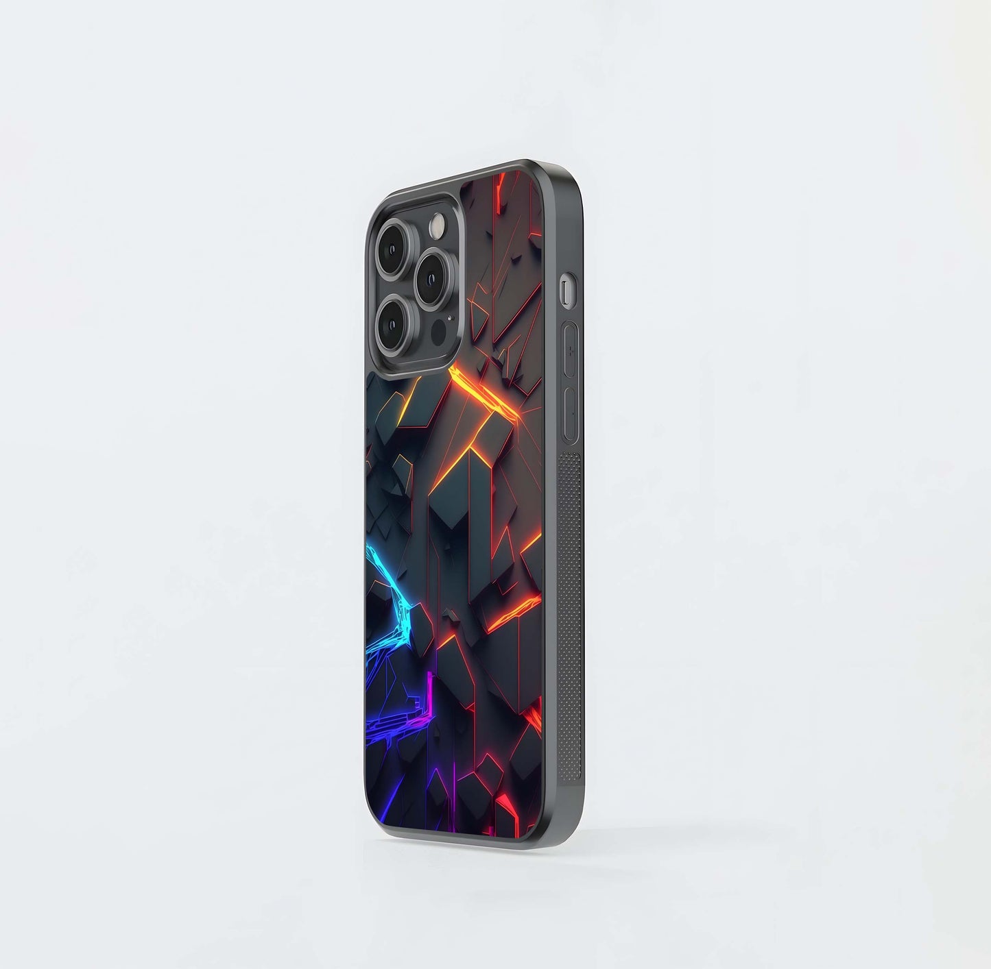 Neon Geometric Fracture Glass Case