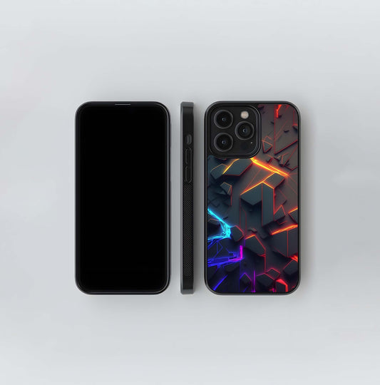 Neon Geometric Fracture Glass Case