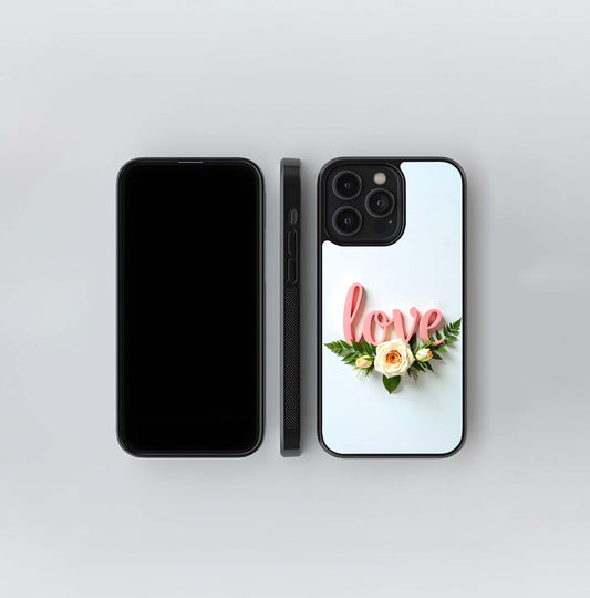Love Script Rose Accent Glass Case