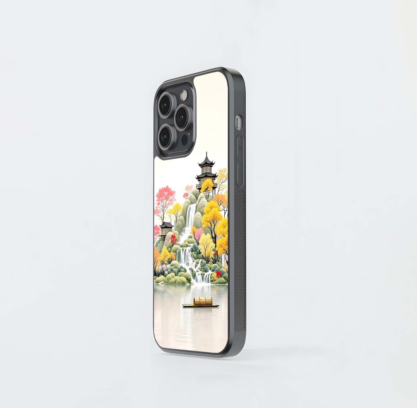 Autumn Pagoda Waterfall Glass Case