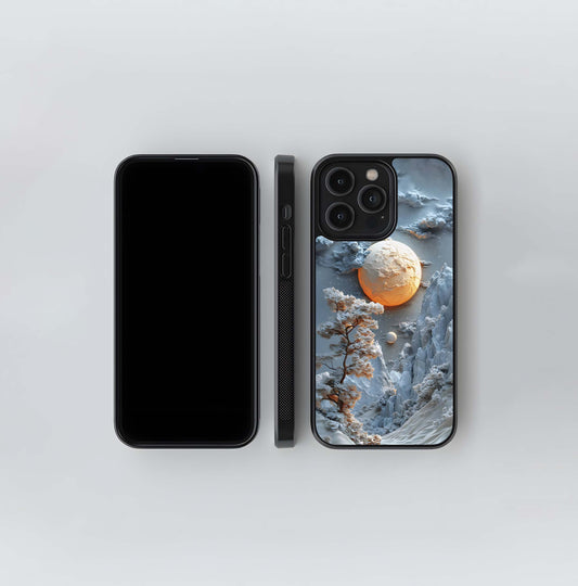 Winter Moon Relief Sculpture Glass Case