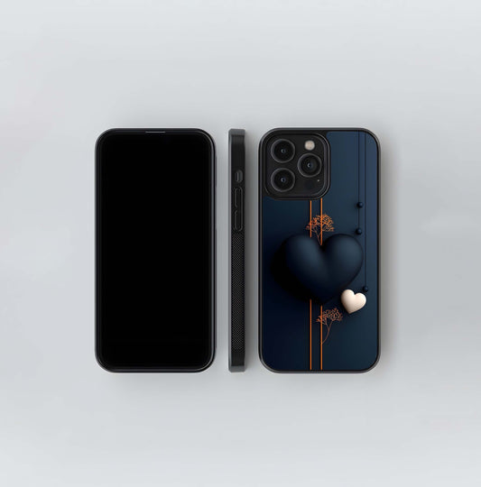 Black and White Hearts on Dark Background Glass Case