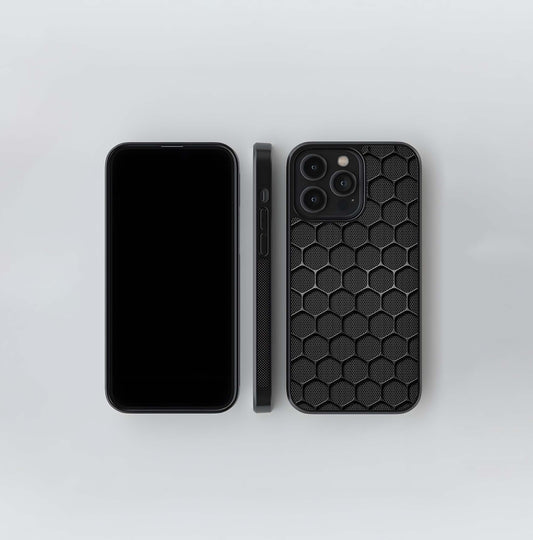 Black Hex Mesh Grid Glass Case