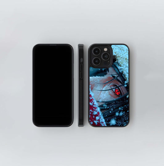 Anime Eye in Snow with Red Glow Glass Case