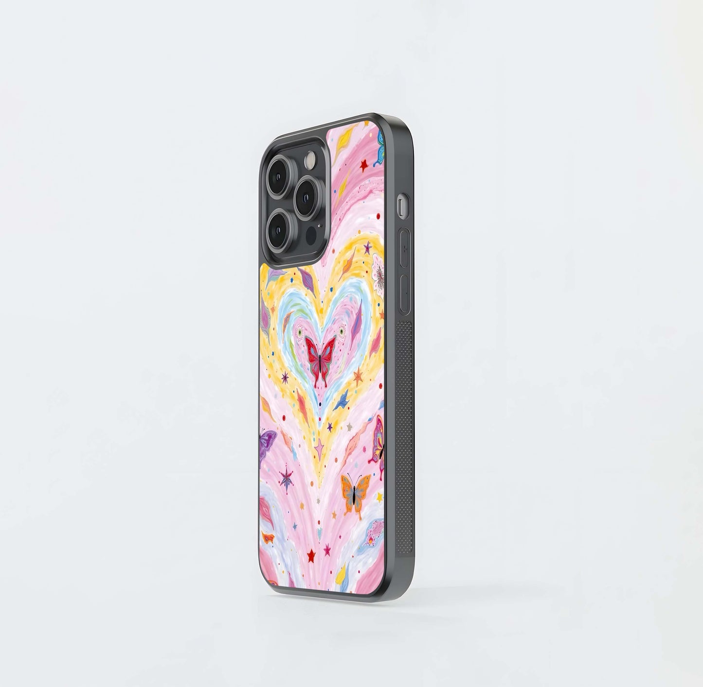 Butterfly Heart Galaxy Glass Case