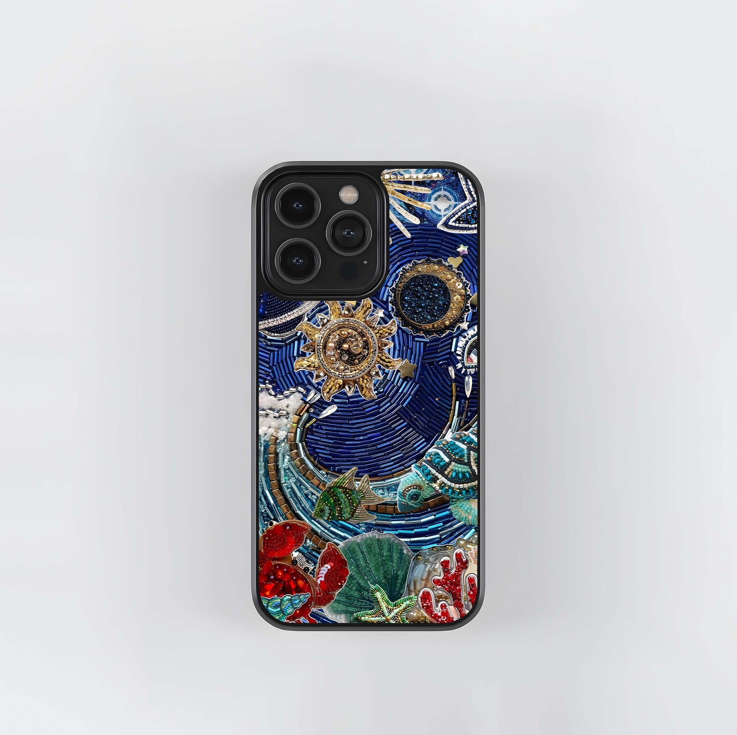 Beaded Celestial Ocean Mosaic Glass Case