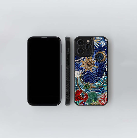 Beaded Celestial Ocean Mosaic Glass Case
