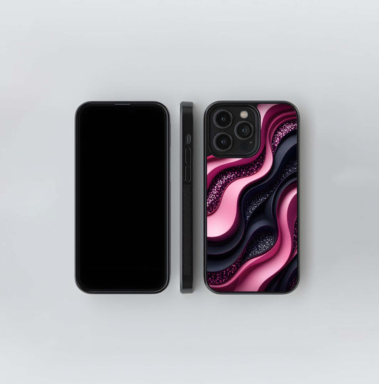 Metallic Pink Grid Glass Case