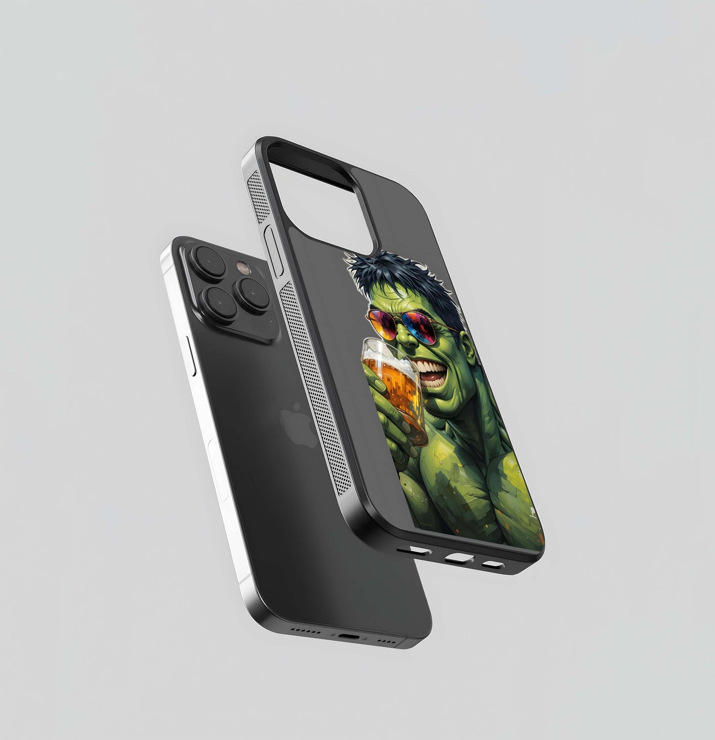 Smiling Hulk in Shades Drinking Beer Glass Case
