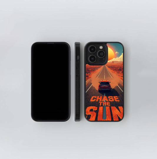 Chase The Sun Desert Highway Illustration Glass Case
