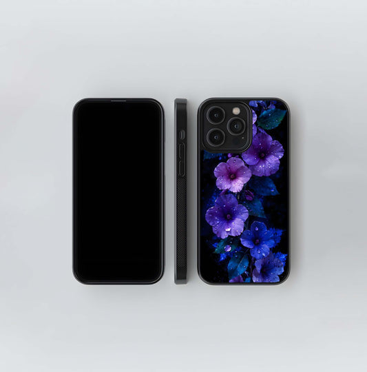 Midnight Purple Blossoms Glass Case