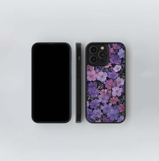 Twilight Field of Periwinkle Flowers Glass Case (