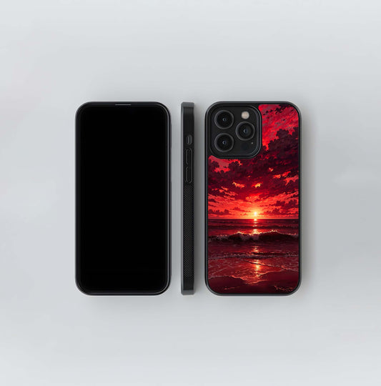Fiery Red Ocean Glass Case