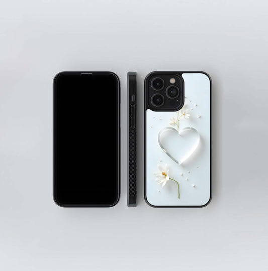 Minimalist Glass Heart Floral Glass Case