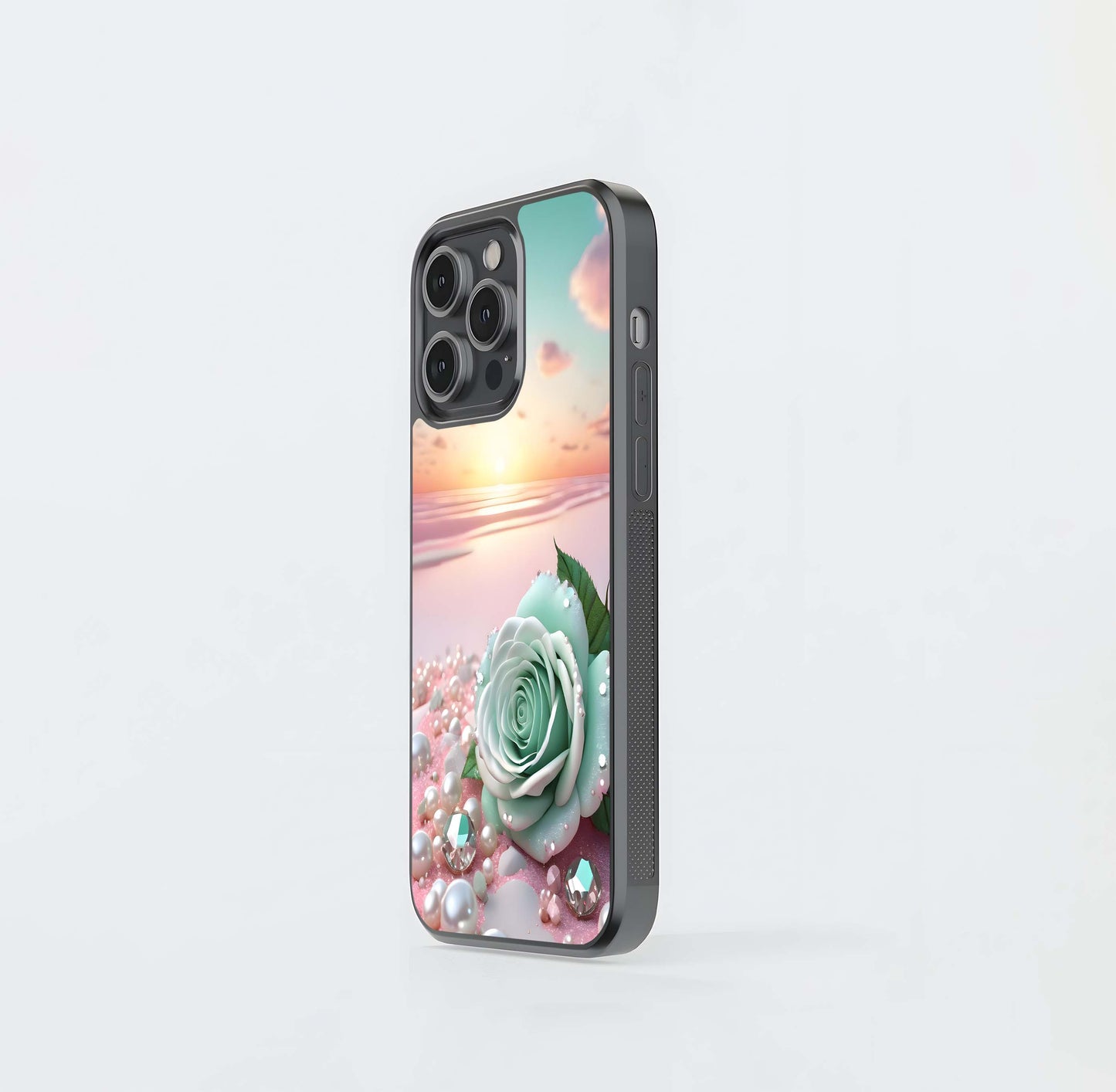 Mint Rose Sunrise Glass Case