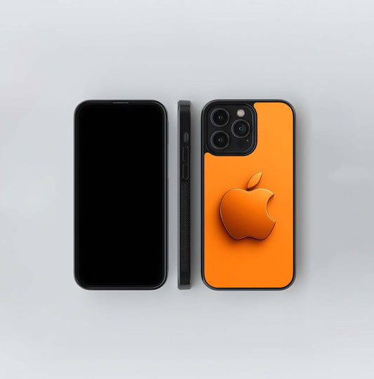 Monochromatic Orange Apple Logo Glass Case