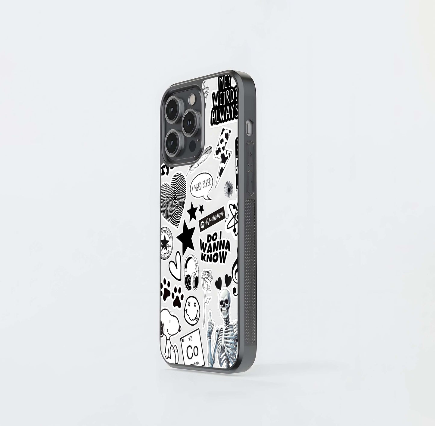 Monochrome Edge Collage Glass Case