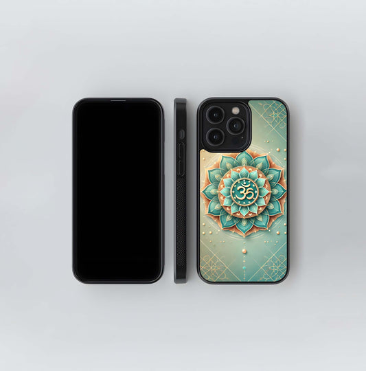 Teal Om Chakra Glass Case