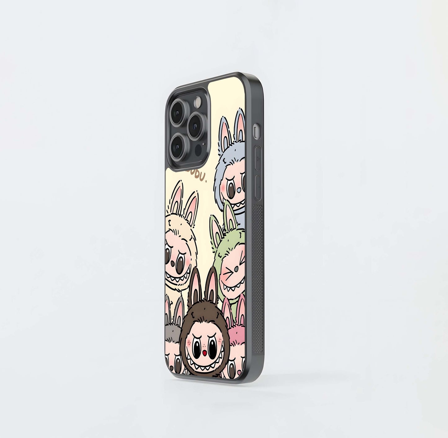 Cartoon Labubu Pattern Glass Case
