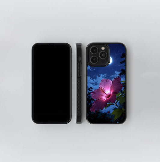 Moonlit Hibiscus Bloom Glass Case