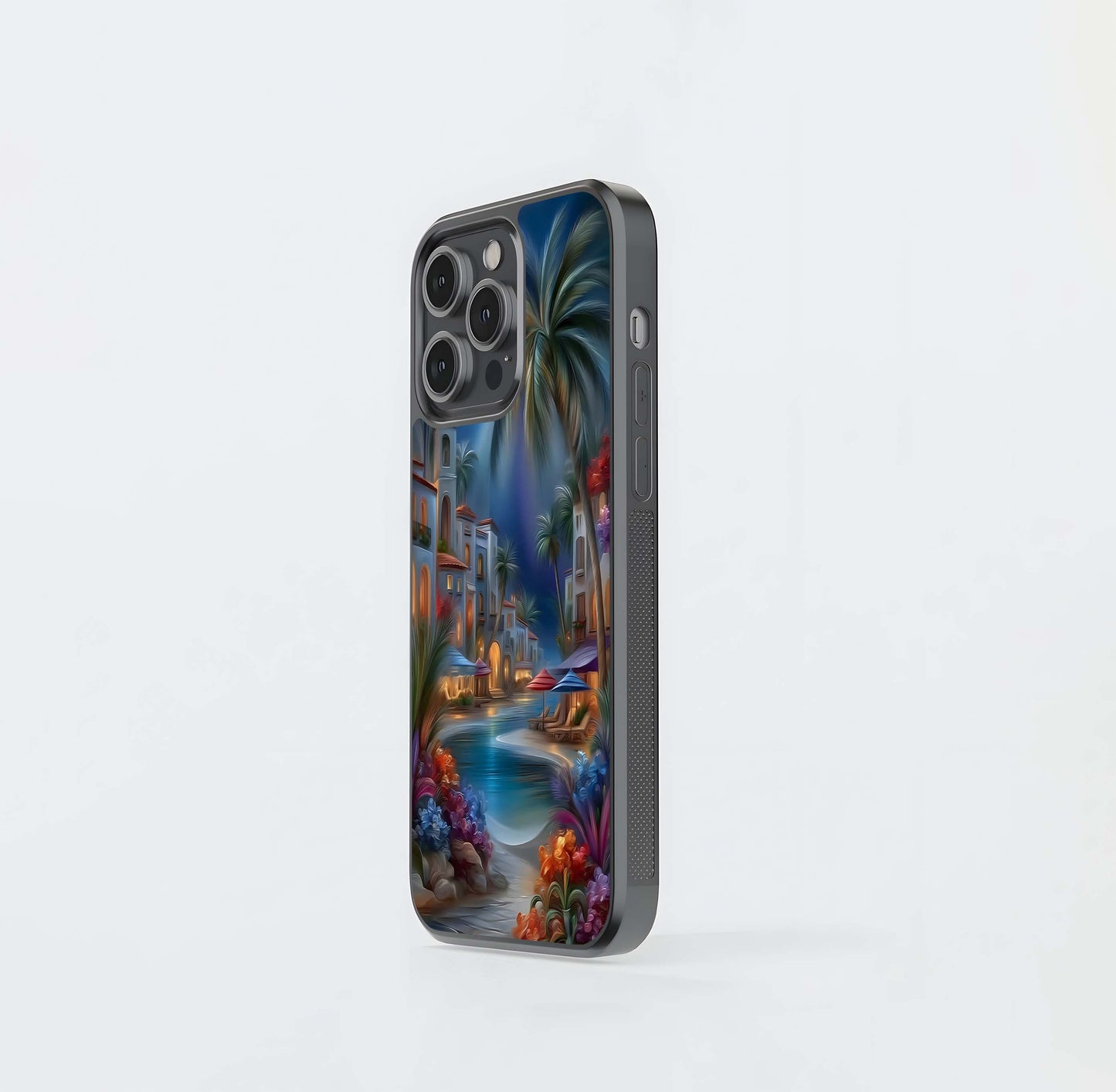 Moonlit Mediterranean Oasis Glass Case