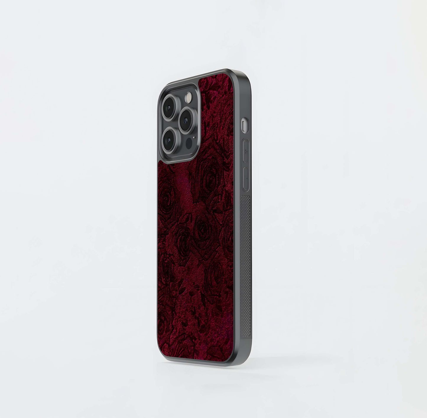 Maroon Damask Rose Velvet Glass Case