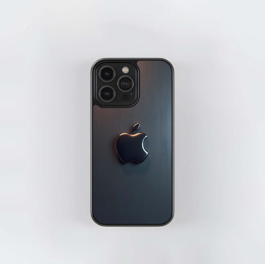 Chrome Apple on Brushed Metal Glass Case