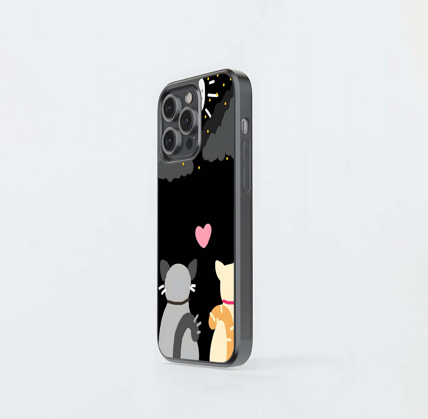 Cat Love Under Moon Glass Case