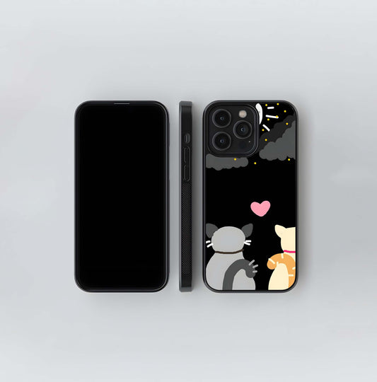 Cat Love Under Moon Glass Case