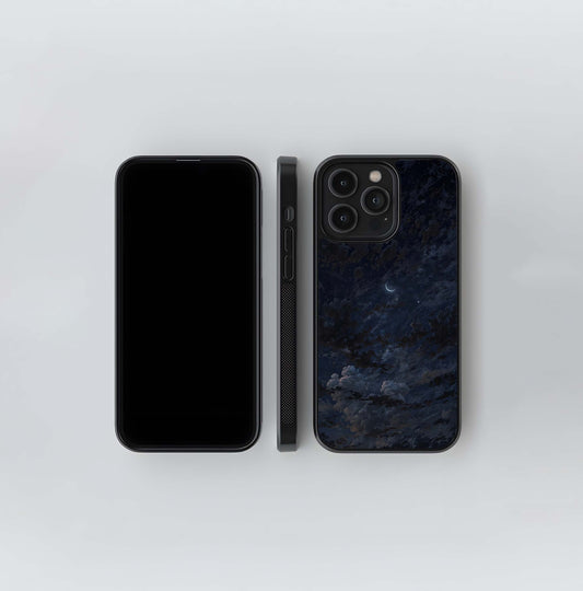 Deep Night Crescent Clouds Glass Case