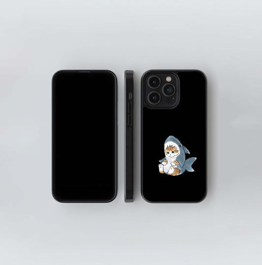 Cat With Shark Dress Glass Case