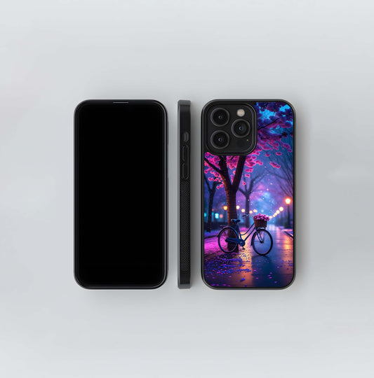 Neon Blossom Bicycle Glass Case