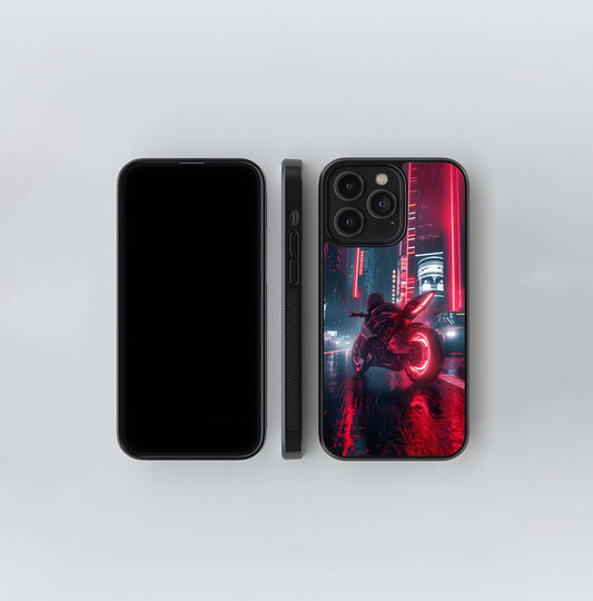 Neon Cyberpunk Rider Glass Case