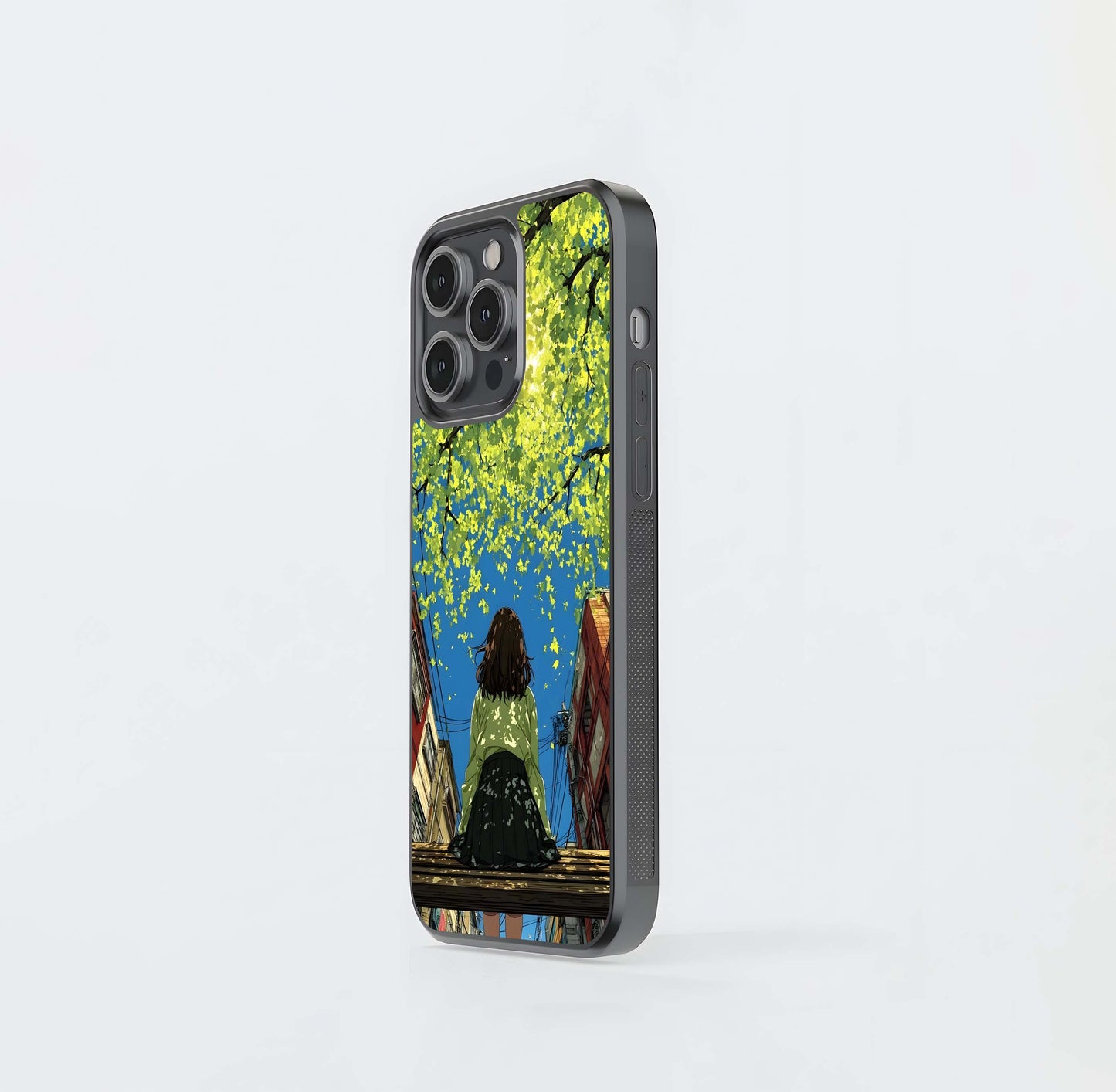 Golden Leaves Glow Glass Case